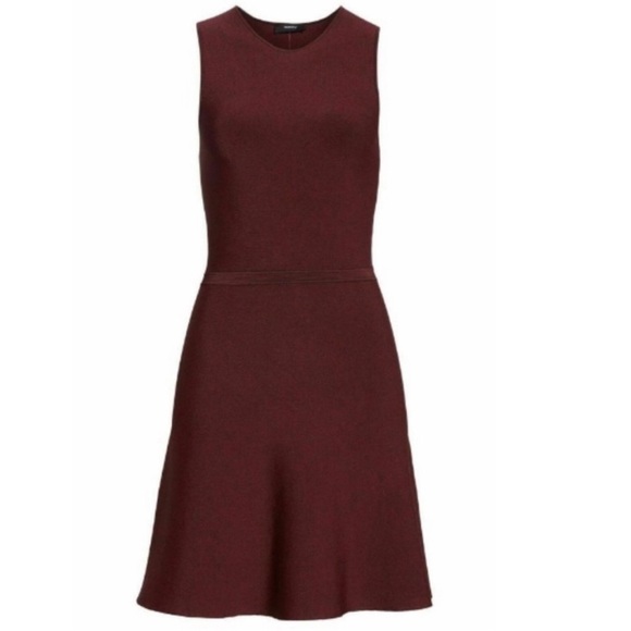 Theory Glossed Flare Sleeveless Mini Dress Small Red - Picture 2 of 7